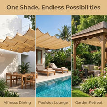 Retractable Wave Sun Shade Sail Pergola Shade Cover Waterproof Outdoor Garden Awning UV Block Sunshade Cloth Canopy with Rope for Yard Deck Lawn Garden Patio Carport(W2.4*L13m/W7.87*L42.65ft)