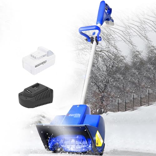 Cordless Snow Shovel, 24V 4.0Ah Battery Powered Snow Blower, 30 * 18 Cm Clearing Range Snow Thrower, 8 M Throwing Distance Sweeper with Adjustable Front Handle, for Patio, Deck, Driveway 1 Battery