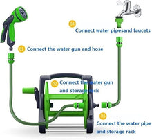 Gardening Hose Reel Cart, Outdoor Portable or Wall Mounted Hose Reel with Swivel Handle(30m)