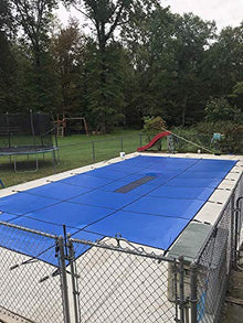 WaterWarden Premium Pool Safety Cover 16' x 32' In-Ground Pool Solid Blue With Drain Panel