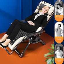 XZSBDXHH Oversized Zero Gravity Chair Folding with Massage Heating Function Back Adjustable Any Angle Lawn Recliner Reclining Patio Lounger Chair Portable Chaise with Holder (Beige)