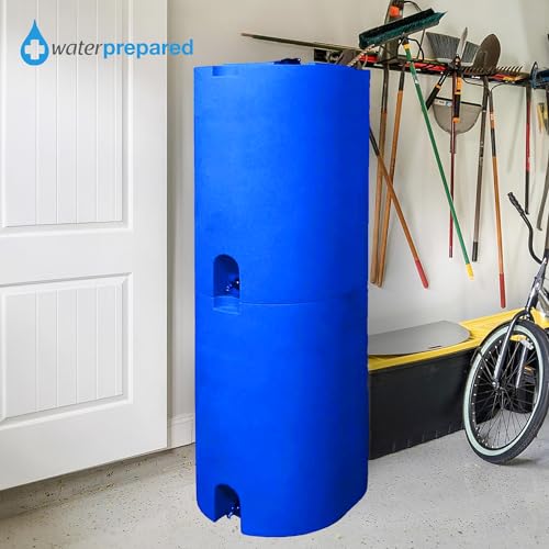 WaterPrepared 4 Pack 55 Gallon Stackable Rain Barrel Storage Blue