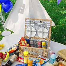 Storage Basket,4 Person Picnic Baskets - Luxury Wicker Hamper Sets -Premium Set with Flatware,Plates,Wine Glasses and Bottle Opener,for Camping Outdoor Party