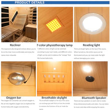 2 Person Indoor Infrared Red Cedar Wood Dry Sauna with Recliner, 3400W/220V