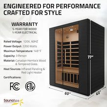 3 Person Infrared Heater Indoor Sauna with Red Light Therapy, Chromotherapy