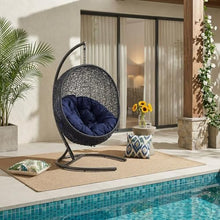 Outdoor Escape Black Outdoor Lounge Chair with Cushions, Rattan Seating, Weather-Resistant Frame for Patio, Garden, Poolside Lounge