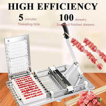 UMJIGF Kebab Maker Machine, Manual Stainless Steel 10-Hole Press Mould for BBQ Bamboo Skewers, Commercial Meat String Grilling Tool
