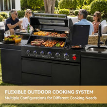 85" Modular Outdoor Kitchen Island,4-Burner 72,000 BTU Stainless Steel Propane Grill with Side Burner,Infrared Burner,Sink,Storage Cabinets,and Granite Countertop.Gas Grill for Backyard & Patio BBQ.