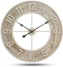 Wall Clock Art Clock Silent Wall Clock, European Farmhouse Vintage Clock, 60cm Non-Ticking Battery Operated Outdoor Garden Wall Clocks for Home Kitchen Cafe Hotel Garden Decor Wall Decor Clock