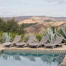Noble House Crete Outdoor Aluminum Chaise Lounge Set of 4 Grey