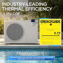 FibroPool Swimming Pool Heat Pump - FH270 70,000 BTU - for Above Ground and Inground Pools and Spas - High Efficiency, All Electric Heater - No Natural Gas or Propane Needed