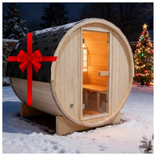 AMOCANE Outdoor Barrel Steam Sauna for 4-6 Person, Canadian Spruce Wooden Saunas Room for Home, Traditional Backyard Spa with 6 KW TOULE Heater, Rocks, Bucket (70.87”x 70.87”x 70.87”)