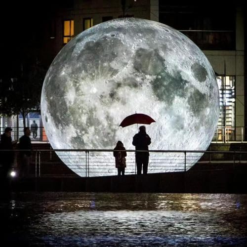 HOAELOS Giant Inflatable Moon 26 Feet Gray