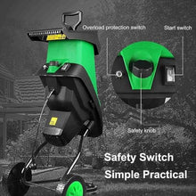 TREEYX Multifunctional Leaf Branch Shredder, 2400W Electric Garden Shredder, with 50L Collection Bag, No-Load Speed 4500rpm, Cutting Diameter 39mm