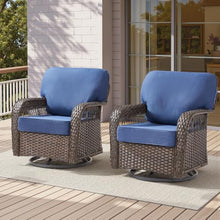 callmego Outdoor Glider Chair with Swivel Rocker Base and T-Back Cushion, 5 Inch Thick Foam for Porch Yard Seating
