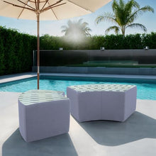 FDP 24" x 48" S-Curve Oversized Outdoor Ottoman Featuring Sunbrella Two-Tone - Weather-Resistant, Fade-Resistant, Assembled Patio Furniture for Backyard, Poolside Seating, 18" H - Mist/Haze