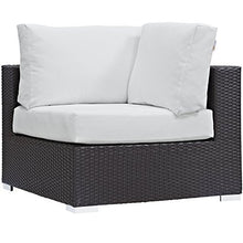 Modway Convene Wicker Rattan 8-Piece Outdoor Patio Sectional Sofa Furniture Set in Espresso White