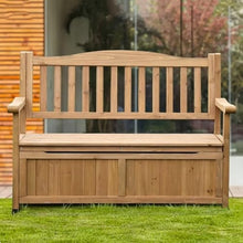 Laohucai Outdoor Storage Bench, 48.8" Solid Wood Patio Park Garden Bench, All-Weather Patio Benches for Porch, Backyard and Park(B)