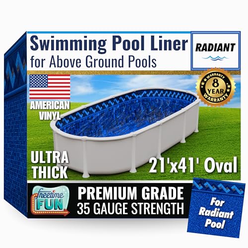 Freetime Fun Permalast Pool Liner | 21 Foot by 41 Foot Oval | 52 inch Wall Height | 20 MIL Virgin American Liner 8 YR Full Warranty | for Radiant Beaded Style Above Ground Swimming Pools