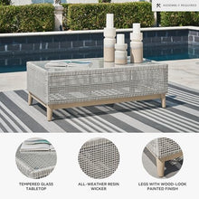 Signature Design by Ashley Outdoor Coffee Table, Rectangular Wicker, Gray