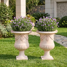 Merax 2 Set 24.8" Elegant MGO Flower Urn Planter, Terracotta
