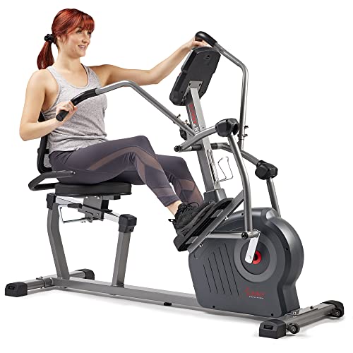Sunny Health & Fitness Elite Recumbent Cross Trainer & Elliptical Machine Grey