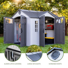 Lifetime Dual Entry Outdoor Storage Shed, 10x8 Ft, Gray, Resin Tool Shed with Double Doors, HDPE