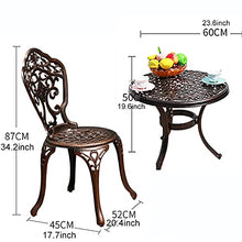 JIQHOHX Patio Bistro Set w/Umbrella Hole - Outdoor Cast Aluminum Furniture Set 3 Piece Table and Chairs - Orchid Carving and Weather Resistant (Antique Green 60x50cm)