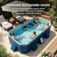 Foldable Non-Inflatable Family Swimming Pool, Hard Plastic Kiddie Pool, Easy Setup Collapsible Above Ground Pool, Durable Splash Pool for Backyard Outdoor Lawn Kids Adults Dog 11.8ft