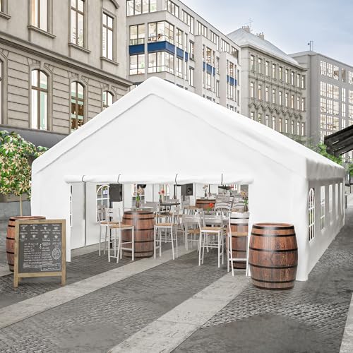 KEIKI 20x32ft Party Tent Heavy Duty, Outdoor Canopy Tent Carport Wedding Event Shelter BBQ Wedding Tents for Parties with Storage Bags & Removable Sidewall for Parties Carport Camping Garden Patio