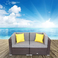 DUYHBAWRS 2 Pieces Patio PE Wicker Rattan Corner Sofa Set Furniture for Garden and Outdoors