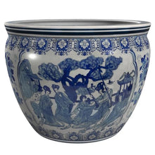 Red Lantern Large 20" Ladies Blue Porcelain Fishbowl Planter