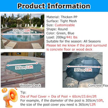 MZZKFC Swimming Pool Safety Cover for Wooden Deck & Concrete Floor, Customizable Round Inground Pool Cover Saver Tarp, Heavy Duty Foldable Winter Pool Protector(Green,10.4m-34 Foot)
