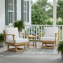Christopher Knight Home Patio Swivel Chair Set of 2, Acacia Wood Outdoor Rocking Chairs with 360 Degree Swivel Base, Cushions & Back Pillows, Deep Seating Patio Chairs for Porch Deck Garden, Off White