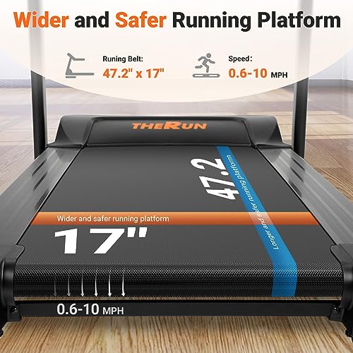 THERUN Incline Treadmill 300 lbs Weight Capacity Folding Treadmill 0-15% Auto Incline Orange-Black