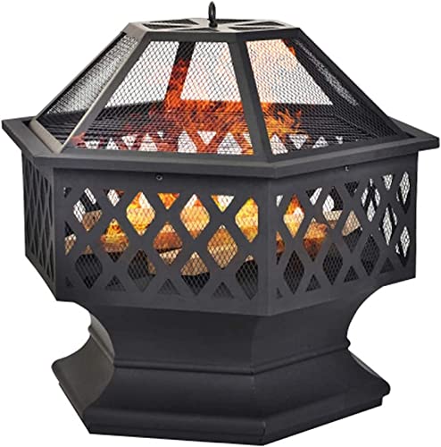 Garden Fire Pit Grill Bowl Grill Barbecue Rack Garden Fire Pit, 3 in 1 Outdoor Fire Pit Table for, Ice Pit, Patio Heater, Metal for Camping Barbecue, 21" X 22" X 28"