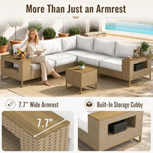Outdoor Patio Furniture Set, PE Wicker Sectional Sofa with Thick Cushions