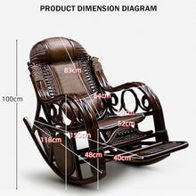 Rattan Rocking Chair, Cane Chair with Ergonomic Armrests, for Porch Garden and Balcony Lounging(Red,118 * 100 * 64cm)