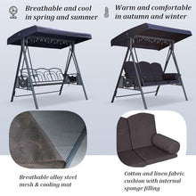 2-Seat Outdoor Porch Swing with Alloy Steel Frame, Patio Swing Chair with Adjustable Canopy & Side Storage Trays, A-Frame Structure, for Backyard Lawn Garden Park(Blue)