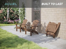 ACUEL HDPE Folding Adirondack Chairs Set of 4, Heavy Duty Weather-Resistant Patio Chairs with Wide Armrests & Ergonomic High Back, Fire Pit Seating for Backyard, Garden, Porch (Brown)