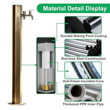 Antique Bronze Outdoor Water Column with Faucet Hose Stand, Stainless Steel Garden Tap Vertical Floor Mounted Hydrant Water Spigot for Irrigation Washing, 50/86cm(Bottom Inlet,86cm/33.7in,Style 2)