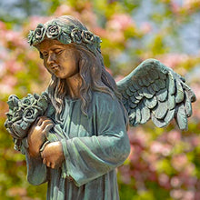 Zaer Ltd. 39" Tall Magnesium Angel Statue Figurines for Outdoor and Indoor Use (Holding a Bouquet of Flowers Sopia, Aged Bronze)