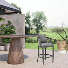 HomeRoots 40" Gray Metal Outdoor Bar Height Chair with Footrest Grey