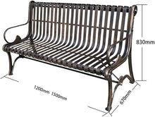 ERoomQ Outdoor GThe Bench,Outdoor Patio GThe Bench Porch Chair, Metal Bench with Backrest and Armrests, Cast Aluminum Frame Park Bench Leisure Double Seat