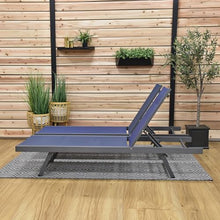 Vivere Aluminum Urban Sun Lounger 2 Pack, Full Recline, Made with Premium Phifertex Outdoor Fabric - 265 lb Capacity (Navy)