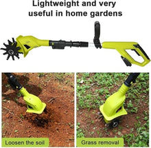 Electric Small Rotavator, Garden Tiller, Lithium-Ion Battery Pack 20-Volt 9.84-Inch Cordless Electric Garden Tiller Cultivator, Portable Soil Tiller Rotavator for Garden, Vegetable,2batteries