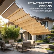 Retractable Shade Sail, Slide Wire Wave Shade Sail, Sun Shade Sail, UV Resistant Sun Protection Wave Canopy Cover with Mounting Kit for Pergola, Porch, Customizable(W1.8*L10m/W5.90*L32.81ft)