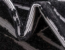 Unique Loom Sabrina Soto Outdoor Collection Geometric Striped Area Rug 8 ft x 10 ft Black/Ivory