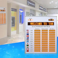 World exchange rate clock, LED electronic country time zone exchange rate display, with buy/mid-price/sell, USB transfer content, automatic time update, power failure memory, suitable for banks
