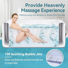 Inflatable Blow Up Hot Tub with Side Table, 2 Person Oval Portable Hot Tub Spa, Leak-Proof PVC Outdoor Spa with 100 Air Jets, Heater Pump and Insulated Cover, 75” L X 47”W X 25”H